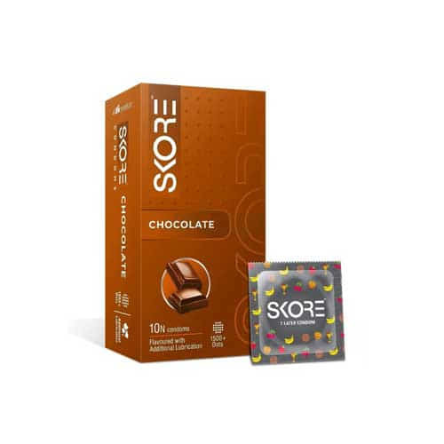 Skore Chocolate Flavoured 1500+ Dots Condoms 10's Pack