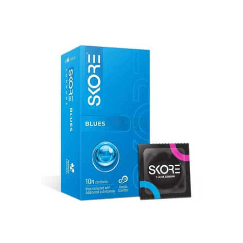 Skore Blues Vanilla Scented Coloured Condoms 10's Pack