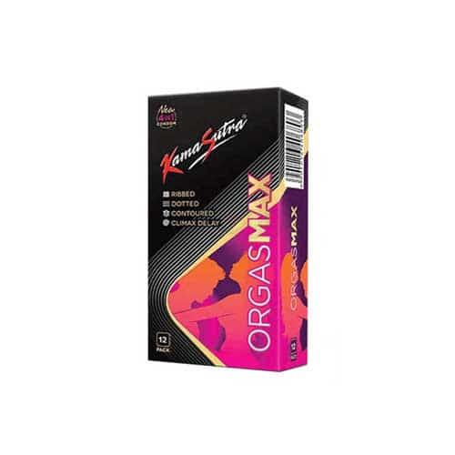 KamaSutra Orgasmax 4 in 1 Dotted ,Ribbed, Contoured, Climax Delay Condom - 12Pcs Pack(India)