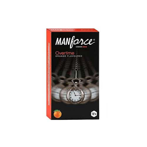 Manforce Overtime Orange 3in1(Ribbed Contour Dotted) Condoms 10's Pack
