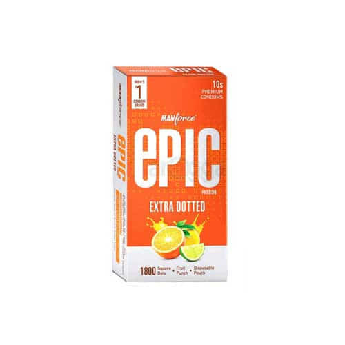 Manforce Epic Passion 1800 Square Dotted Premium Condom - 10Pcs Pack(India)
